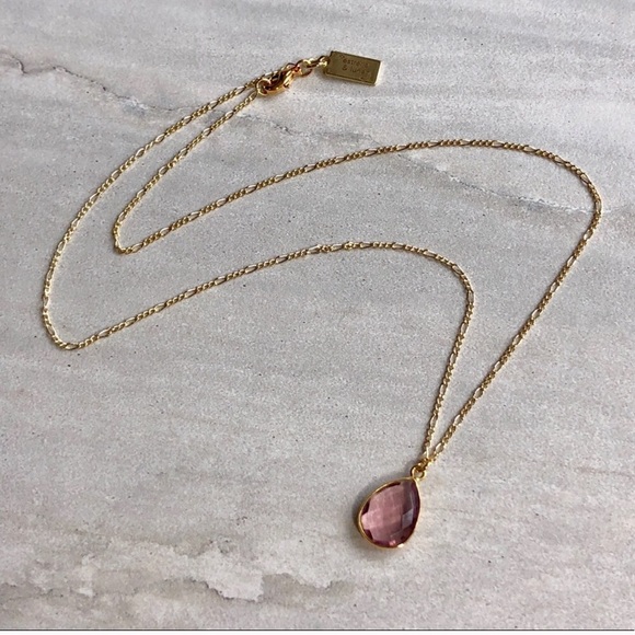 Morganite Gemstone 18k Gold Teardrop Necklace - Picture 7 of 7